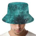 Teal Stardust Galaxy Space Print Bucket Hat