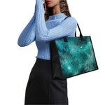 Teal Stardust Galaxy Space Print Canvas Tote Bag