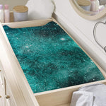 Teal Stardust Galaxy Space Print Changing Pad Cover
