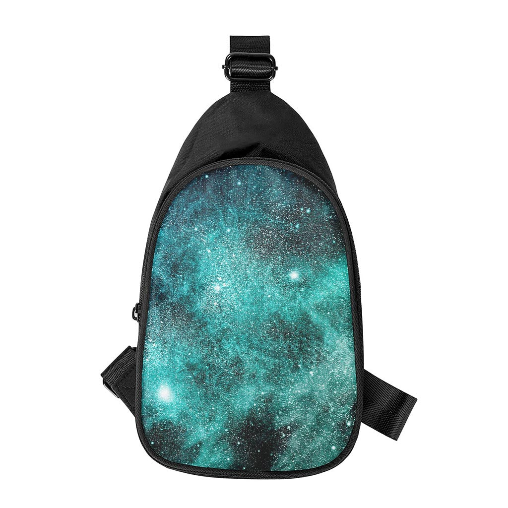 Teal Stardust Galaxy Space Print Chest Bag