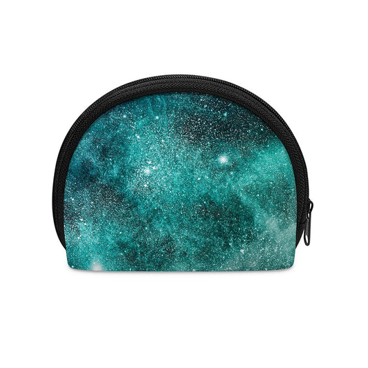 Teal Stardust Galaxy Space Print Coin Purse