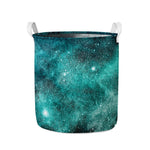 Teal Stardust Galaxy Space Print Collapsible Laundry Basket