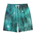 Teal Stardust Galaxy Space Print Cotton Shorts