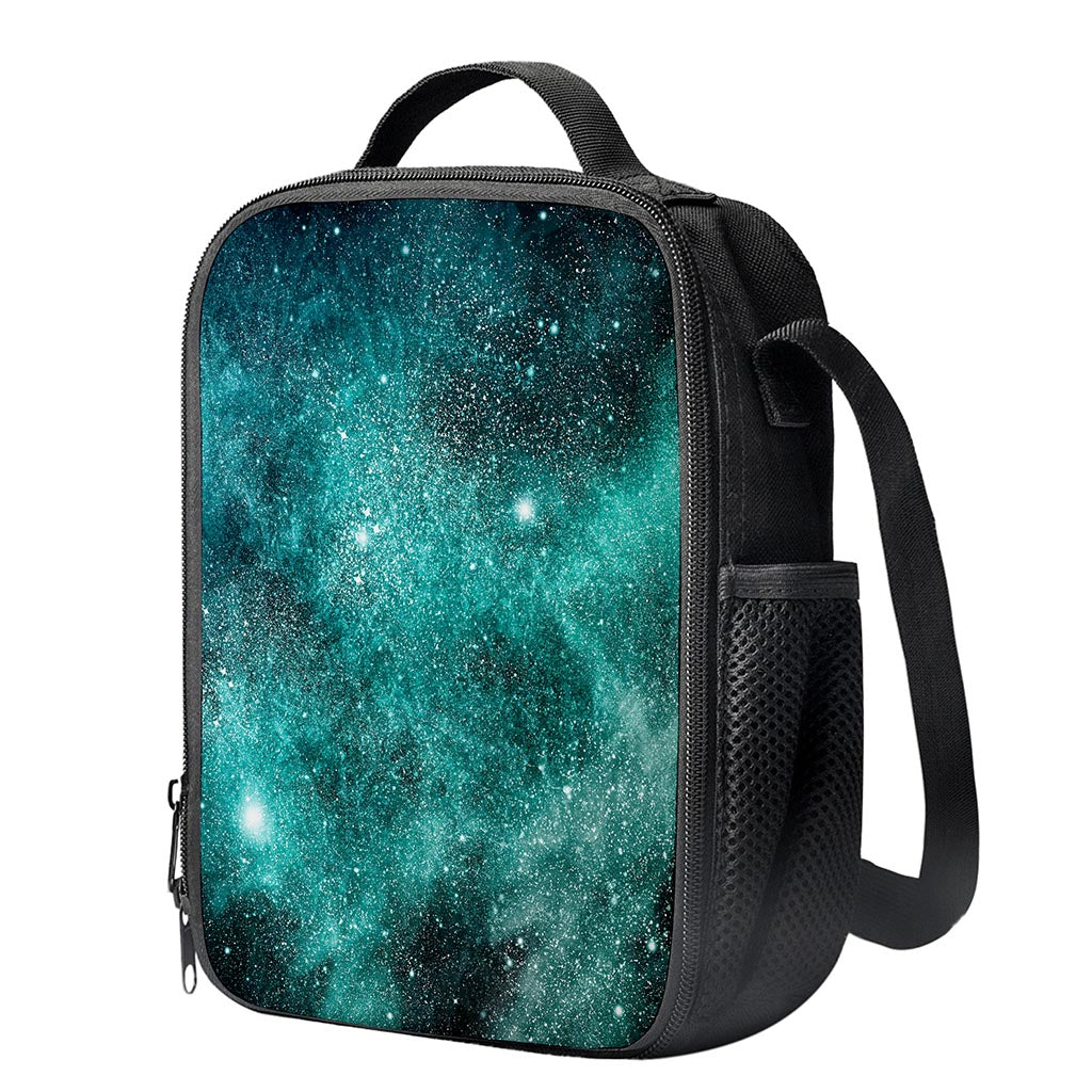 Teal Stardust Galaxy Space Print Crossbody Lunch Bag