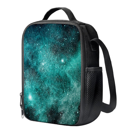 Teal Stardust Galaxy Space Print Crossbody Lunch Bag