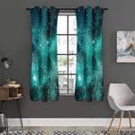 Teal Stardust Galaxy Space Print Curtain