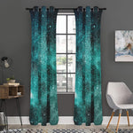 Teal Stardust Galaxy Space Print Curtain