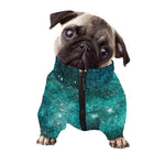 Teal Stardust Galaxy Space Print Dog Zip Up Jacket