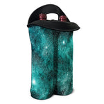 Teal Stardust Galaxy Space Print Double Neoprene Wine Tote