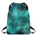 Teal Stardust Galaxy Space Print Drawstring Backpack