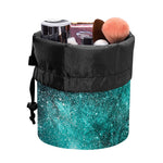 Teal Stardust Galaxy Space Print Drawstring Makeup Bag