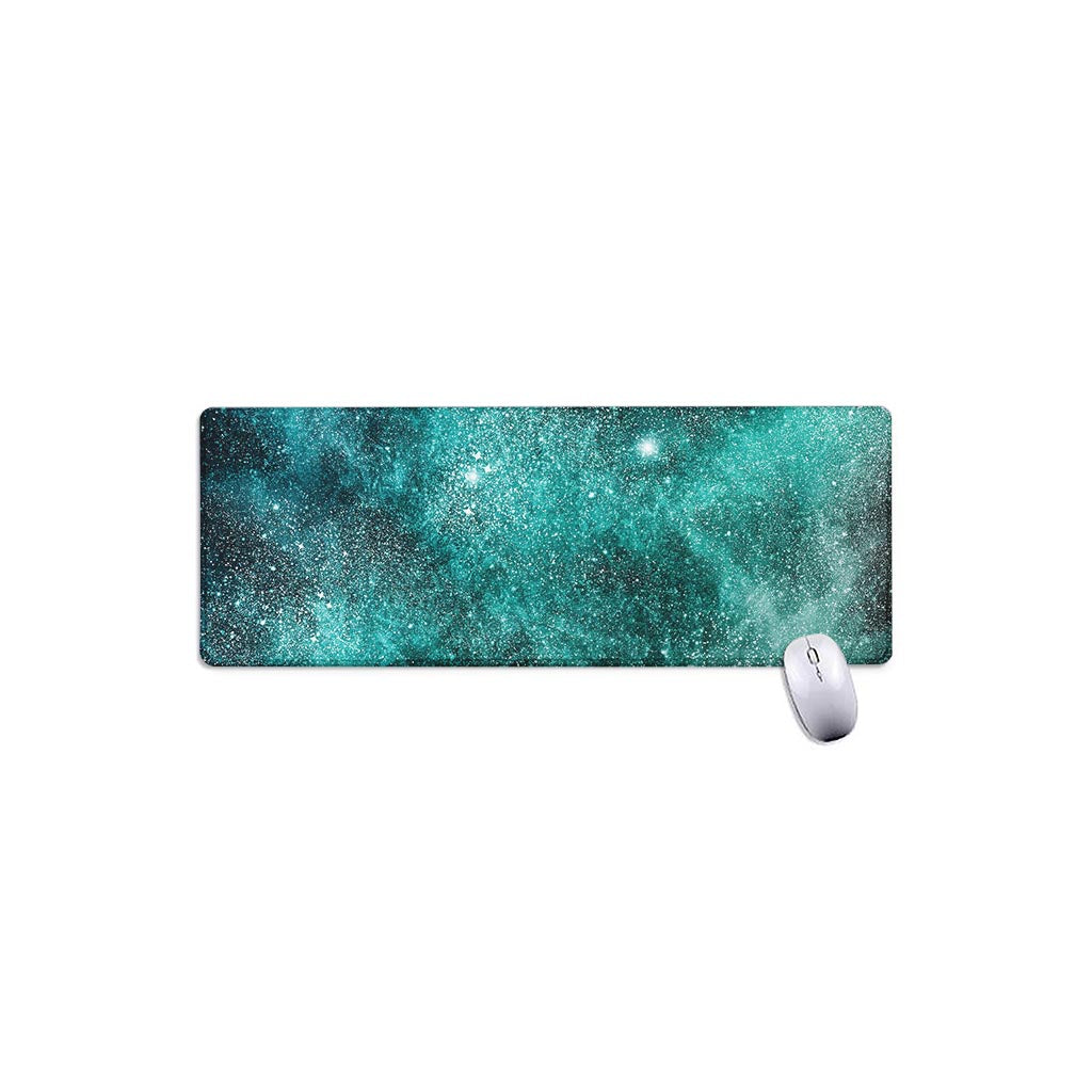 Teal Stardust Galaxy Space Print Extended Mouse Pad