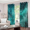 Teal Stardust Galaxy Space Print Extra Wide Grommet Curtains