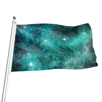 Teal Stardust Galaxy Space Print Flag