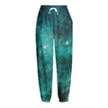 Teal Stardust Galaxy Space Print Fleece Lined Knit Pants