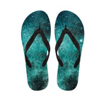 Teal Stardust Galaxy Space Print Flip Flops