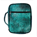 Teal Stardust Galaxy Space Print Front Pocket Bible Bag
