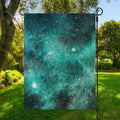 Teal Stardust Galaxy Space Print Garden Flag