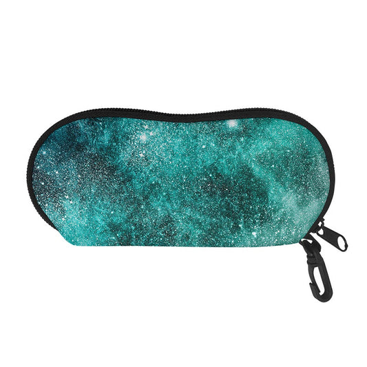 Teal Stardust Galaxy Space Print Glasses Case