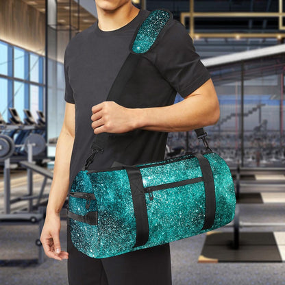 Teal Stardust Galaxy Space Print Gym Bag
