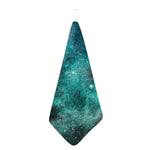 Teal Stardust Galaxy Space Print Hand Towel