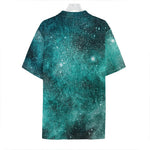 Teal Stardust Galaxy Space Print Hawaiian Shirt