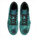 Teal Stardust Galaxy Space Print High Top Leather Sneakers