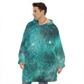 Teal Stardust Galaxy Space Print Hoodie Blanket