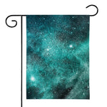 Teal Stardust Galaxy Space Print House Flag