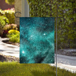 Teal Stardust Galaxy Space Print House Flag