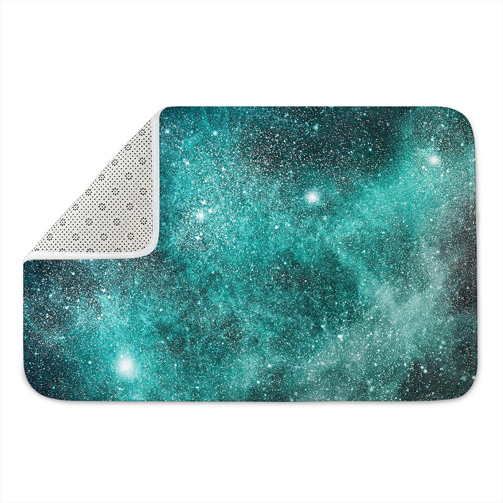 Teal Stardust Galaxy Space Print Indoor Door Mat