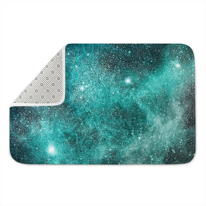 Teal Stardust Galaxy Space Print Indoor Door Mat