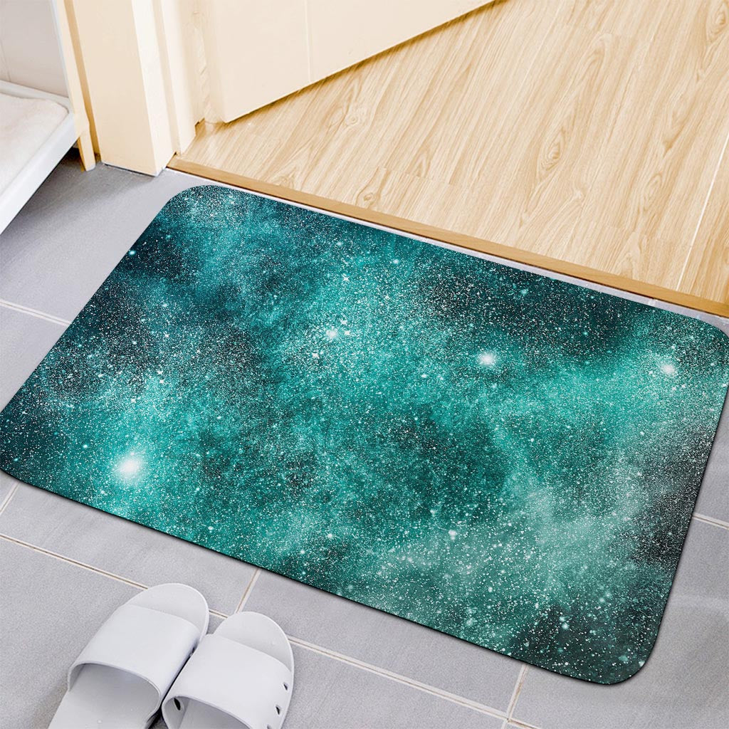 Teal Stardust Galaxy Space Print Indoor Door Mat