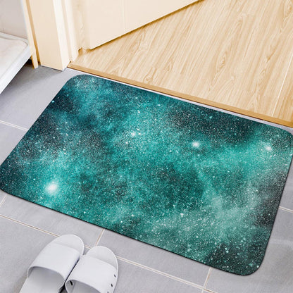 Teal Stardust Galaxy Space Print Indoor Door Mat
