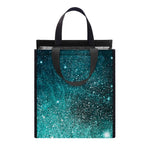 Teal Stardust Galaxy Space Print Insulated Lunch Tote