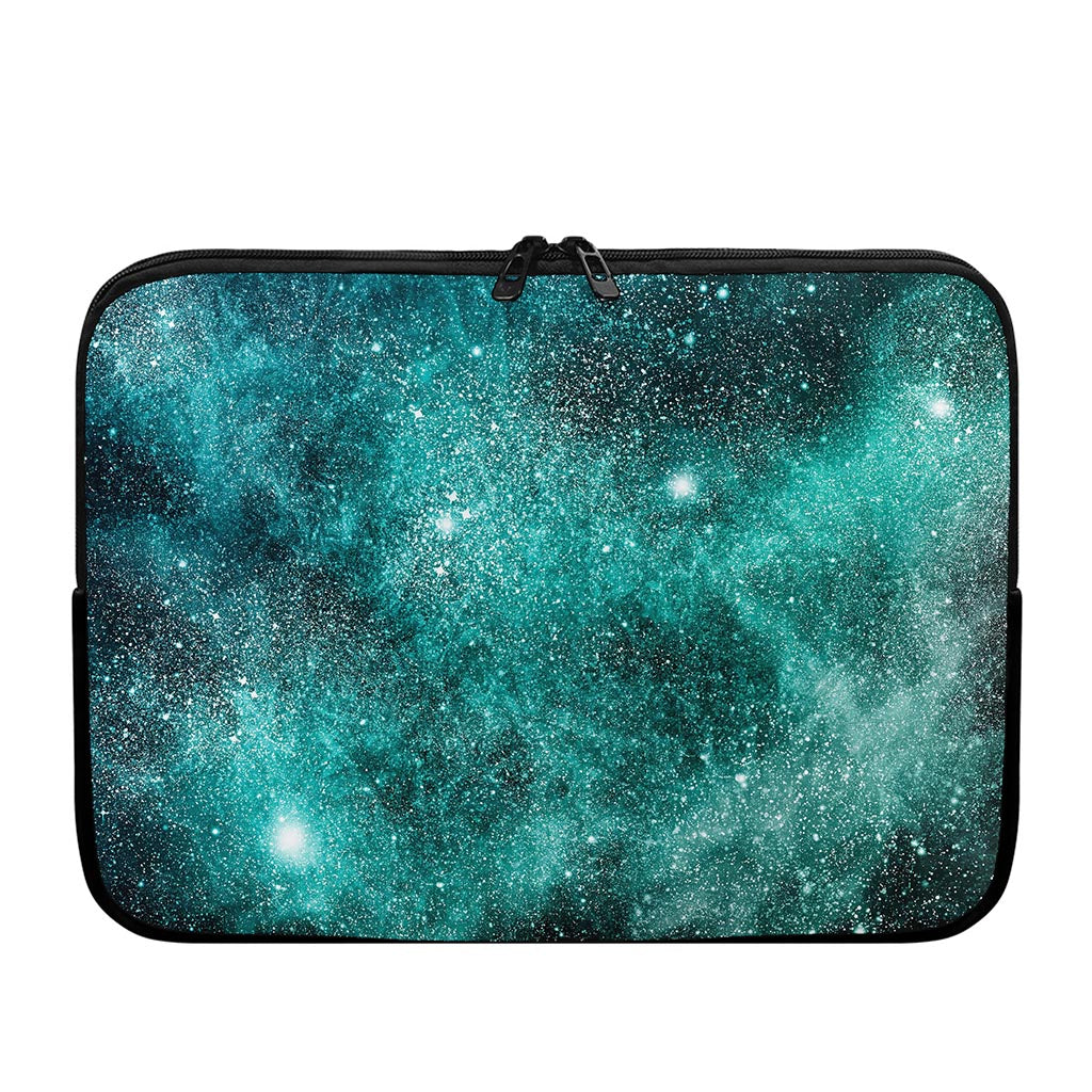 Teal Stardust Galaxy Space Print Laptop Sleeve