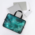 Teal Stardust Galaxy Space Print Laptop Sleeve With Handle