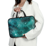 Teal Stardust Galaxy Space Print Laptop Sleeve With Handle
