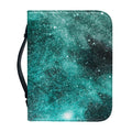 Teal Stardust Galaxy Space Print Leather Bible Cover