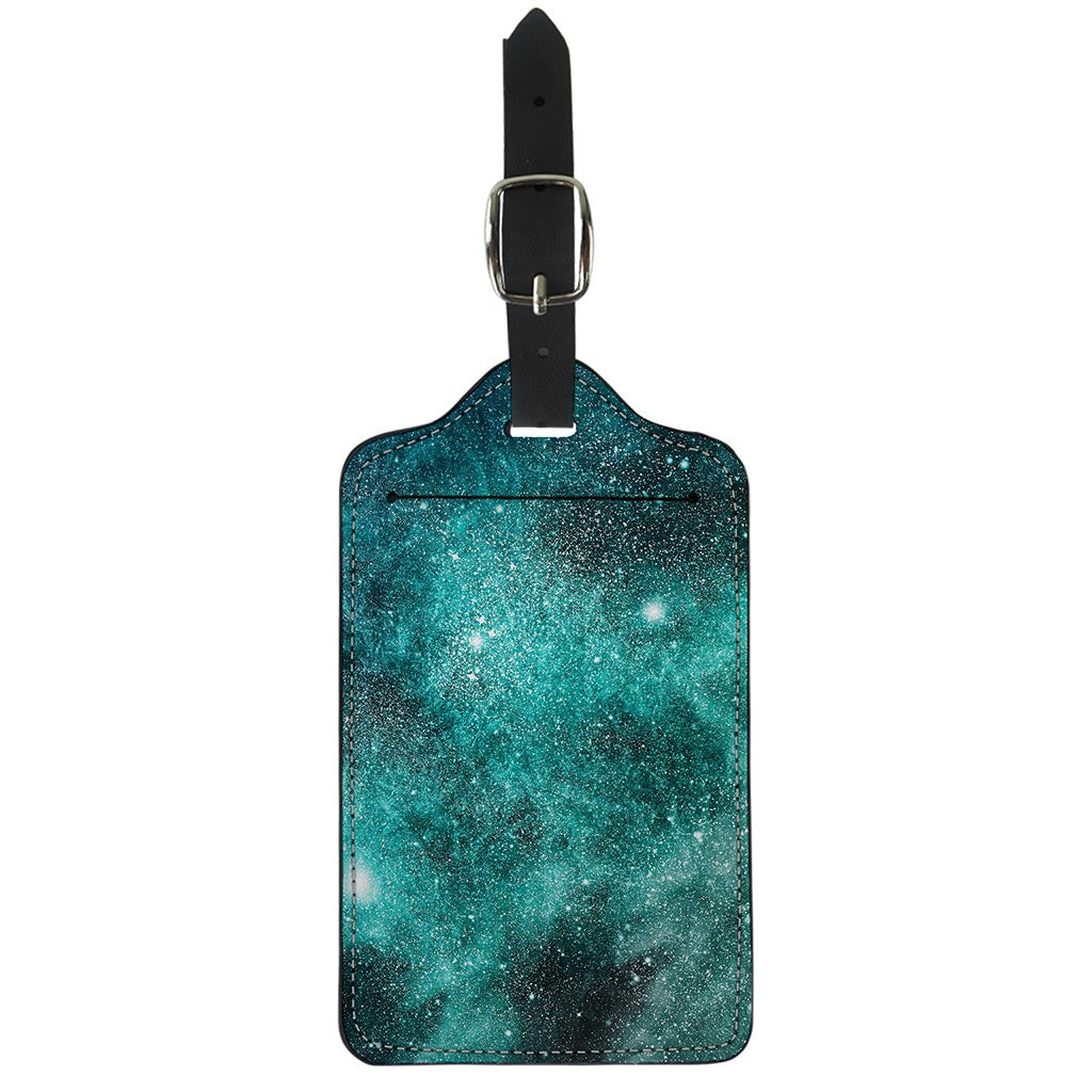 Teal Stardust Galaxy Space Print Luggage Tag