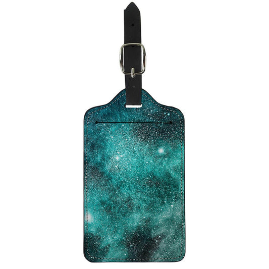 Teal Stardust Galaxy Space Print Luggage Tag