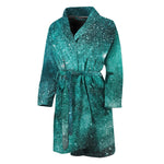 Teal Stardust Galaxy Space Print Men's Bathrobe