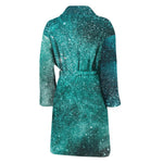 Teal Stardust Galaxy Space Print Men's Bathrobe