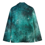 Teal Stardust Galaxy Space Print Men's Blazer