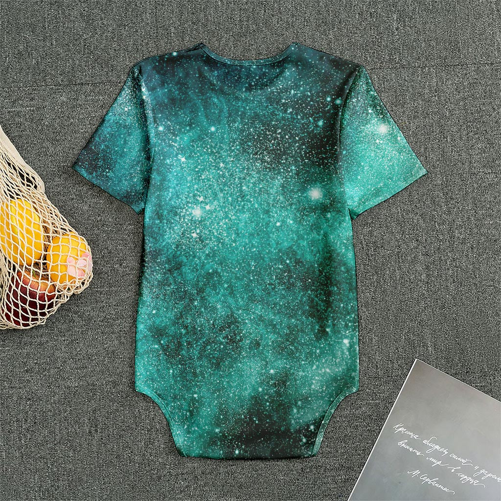 Teal Stardust Galaxy Space Print Men's Bodysuit