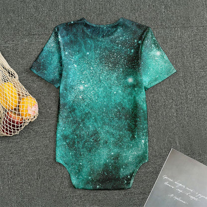 Teal Stardust Galaxy Space Print Men's Bodysuit