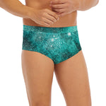 Teal Stardust Galaxy Space Print Men's Briefs