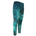 Teal Stardust Galaxy Space Print Men's Compression Pants