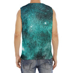 Teal Stardust Galaxy Space Print Men's Fitness Tank Top