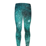 Teal Stardust Galaxy Space Print Men's leggings